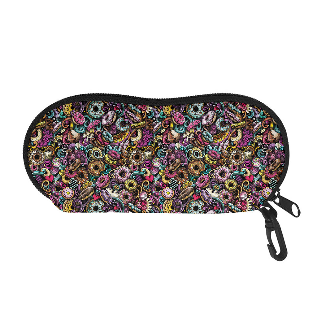 Graffiti Donut Pattern Print Glasses Case