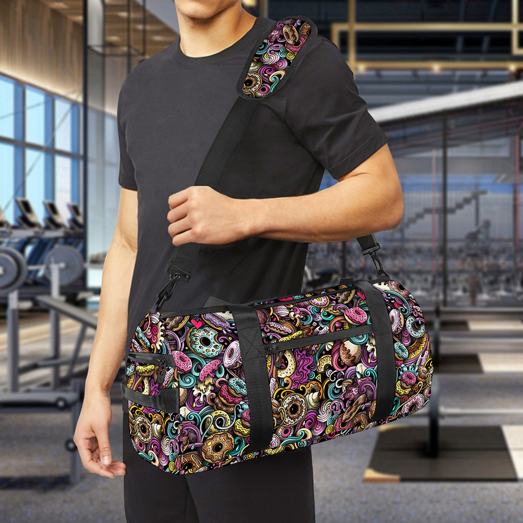 Graffiti Donut Pattern Print Gym Bag