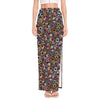 Graffiti Donut Pattern Print High Slit Maxi Skirt