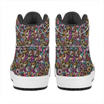 Graffiti Donut Pattern Print High Top Leather Sneakers