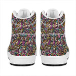 Graffiti Donut Pattern Print High Top Leather Sneakers