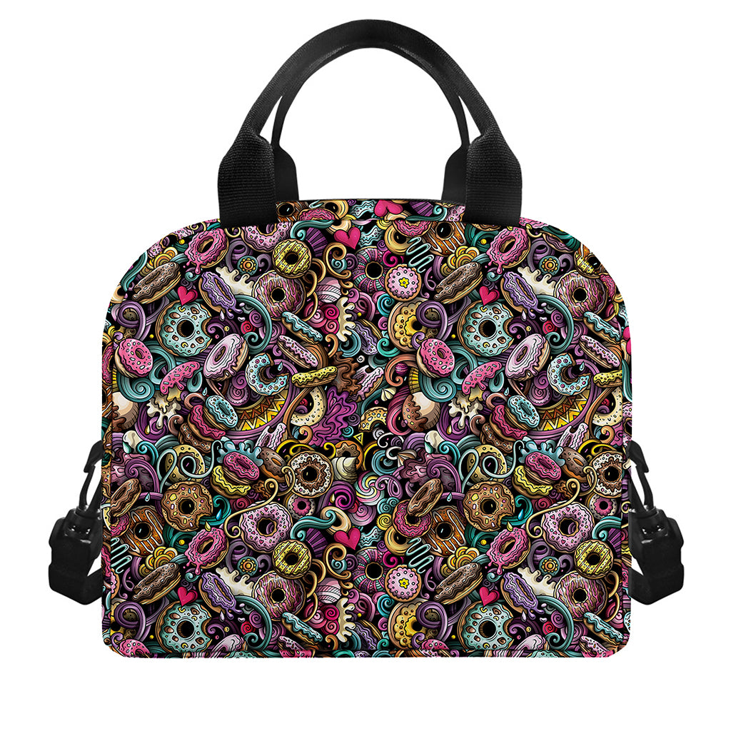 Graffiti Donut Pattern Print Insulated Lunch Bag