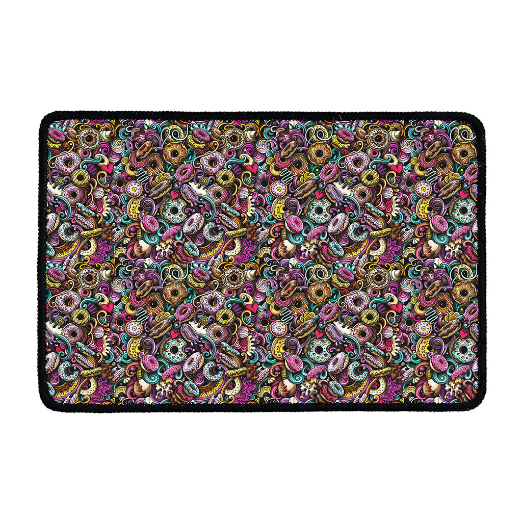 Graffiti Donut Pattern Print Kitchen Mat