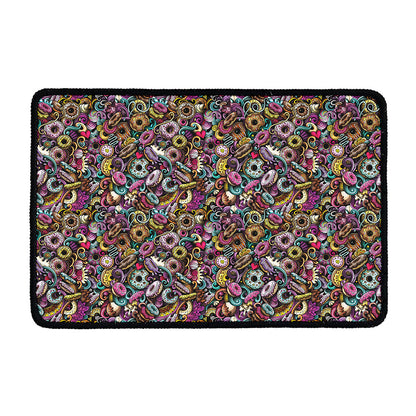 Graffiti Donut Pattern Print Kitchen Mat