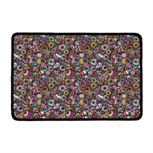 Graffiti Donut Pattern Print Kitchen Mat
