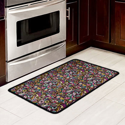 Graffiti Donut Pattern Print Kitchen Mat