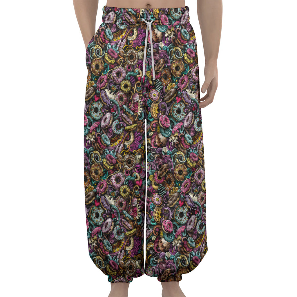 Graffiti Donut Pattern Print Lantern Pants