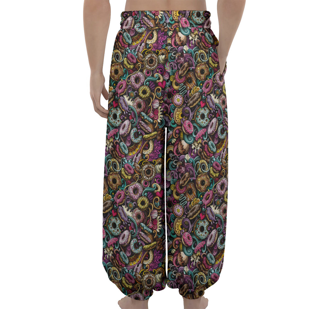 Graffiti Donut Pattern Print Lantern Pants