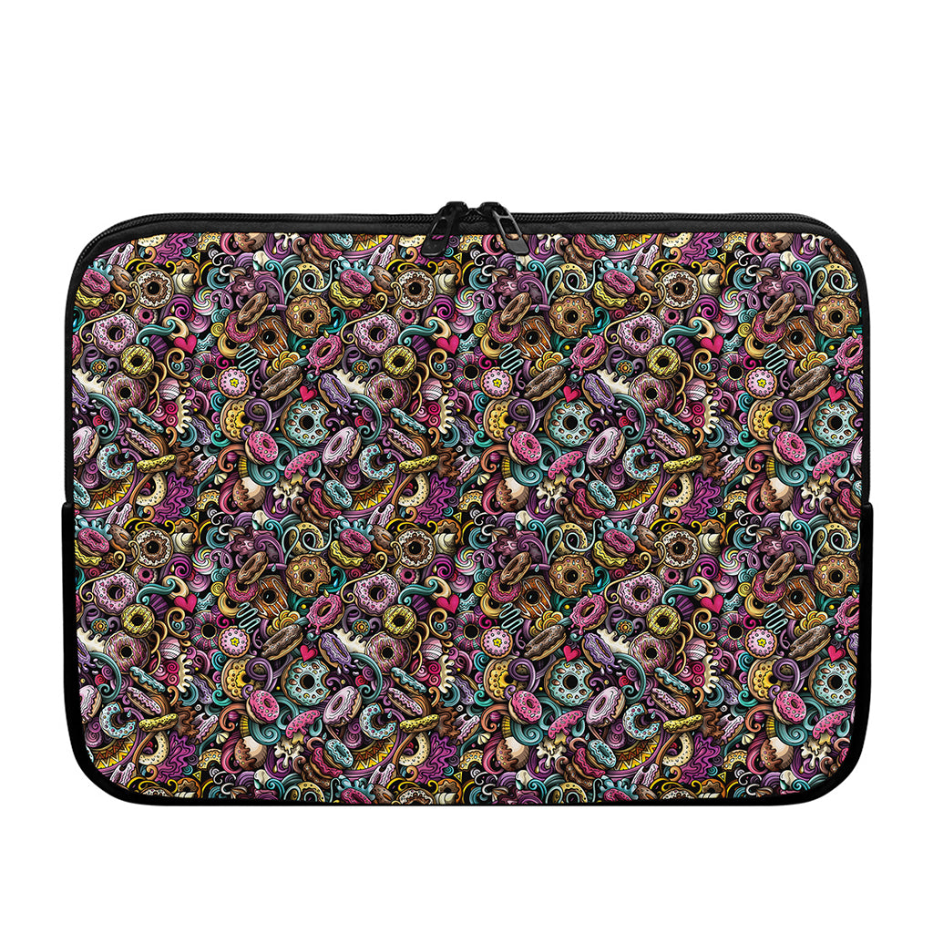 Graffiti Donut Pattern Print Laptop Sleeve