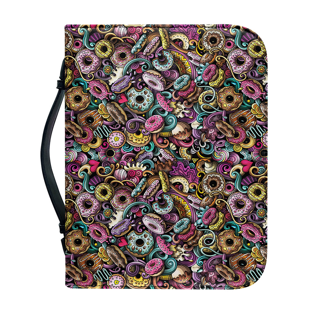 Graffiti Donut Pattern Print Leather Bible Cover