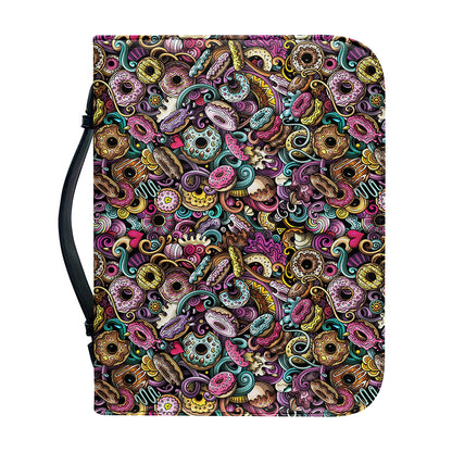 Graffiti Donut Pattern Print Leather Bible Cover
