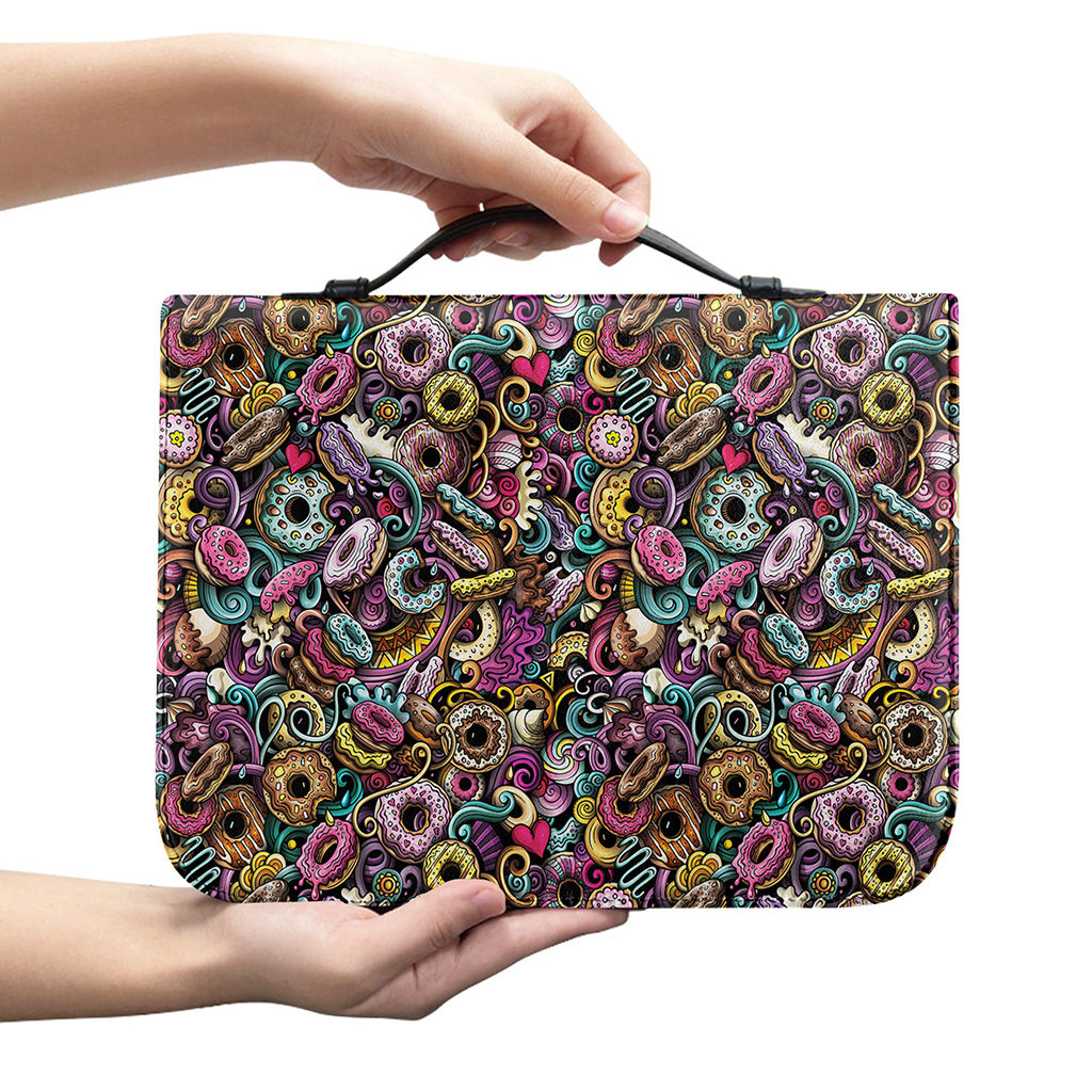 Graffiti Donut Pattern Print Leather Bible Cover
