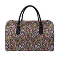 Graffiti Donut Pattern Print Leather Duffel Bag