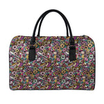 Graffiti Donut Pattern Print Leather Duffle Bag