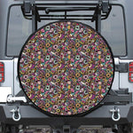 Graffiti Donut Pattern Print Leather Spare Tire Cover