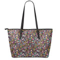 Graffiti Donut Pattern Print Leather Tote Bag With Zipper