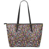 Graffiti Donut Pattern Print Leather Tote Bag