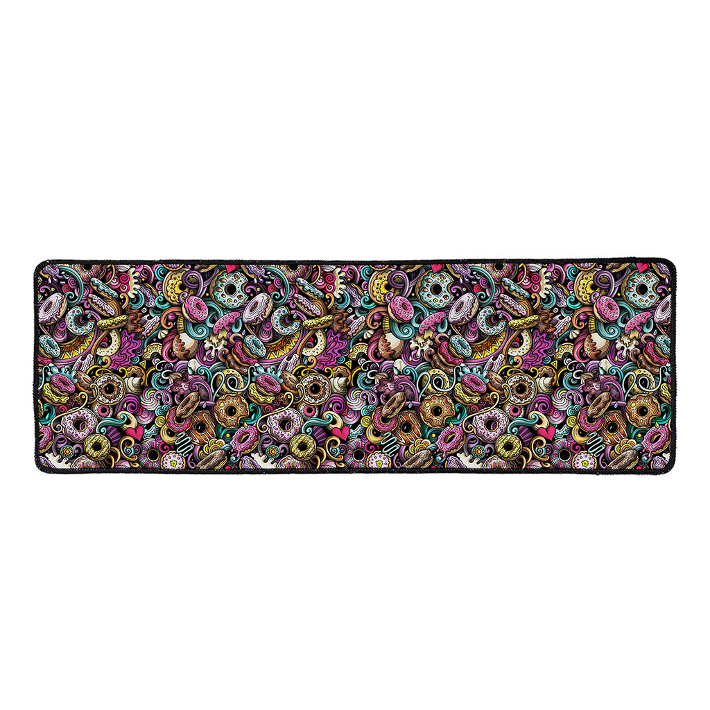 Graffiti Donut Pattern Print Long Kitchen Mat