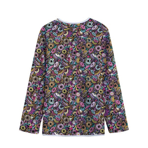 Graffiti Donut Pattern Print Long Sleeve Short Coat