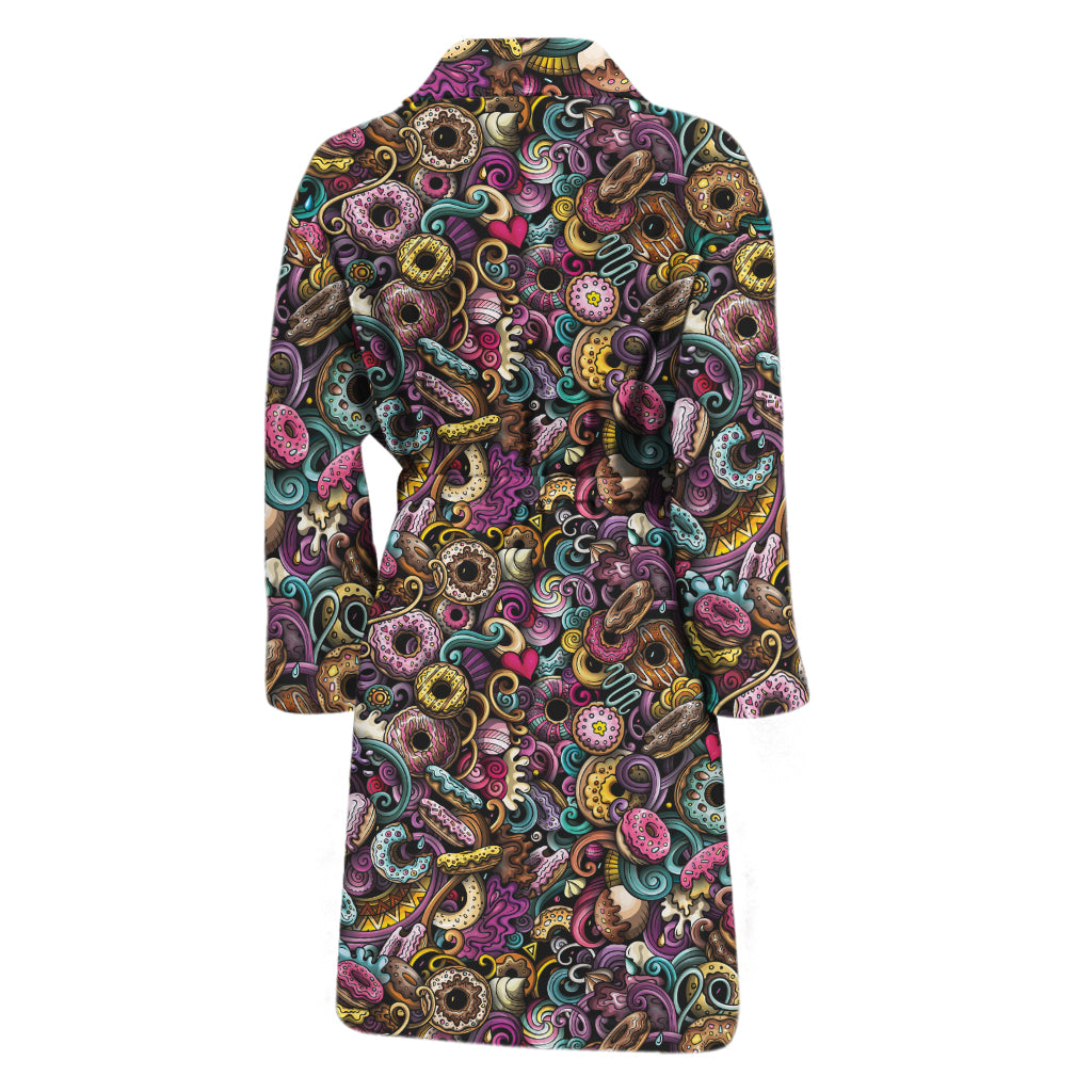 Graffiti Donut Pattern Print Men's Bathrobe