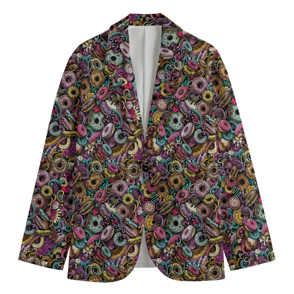 Graffiti Donut Pattern Print Men's Blazer