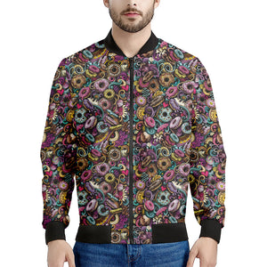 Graffiti Donut Pattern Print Men's Bomber Jacket