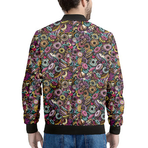 Graffiti Donut Pattern Print Men's Bomber Jacket