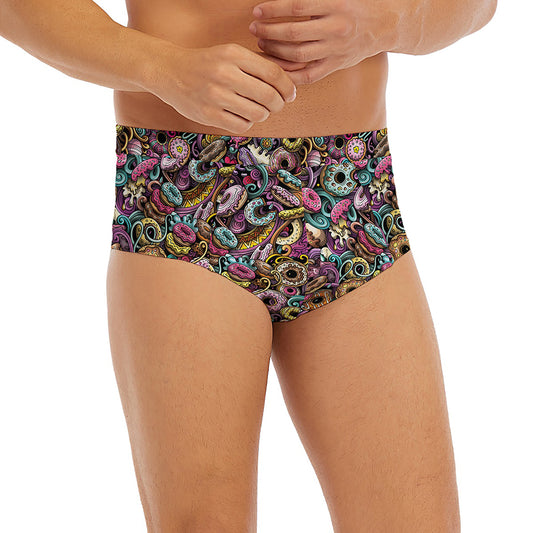 Graffiti Donut Pattern Print Men's Briefs