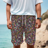 Graffiti Donut Pattern Print Men's Cargo Shorts