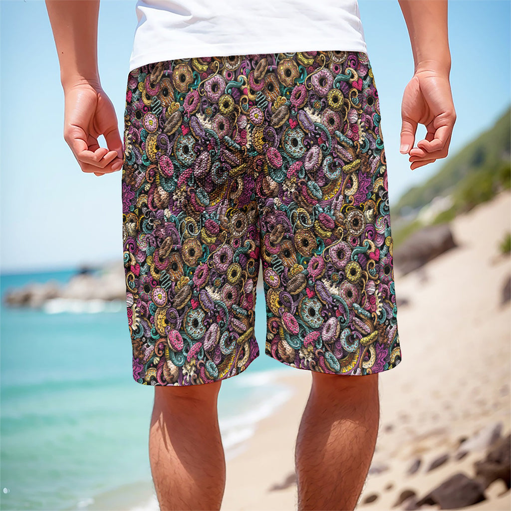 Graffiti Donut Pattern Print Men's Cargo Shorts