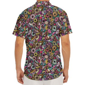 Graffiti Donut Pattern Print Men's Deep V-Neck Shirt