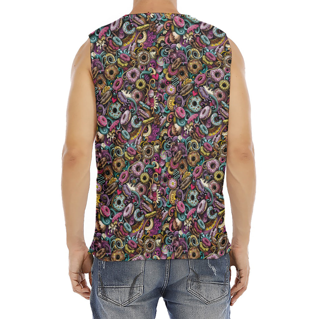 Graffiti Donut Pattern Print Men's Fitness Tank Top