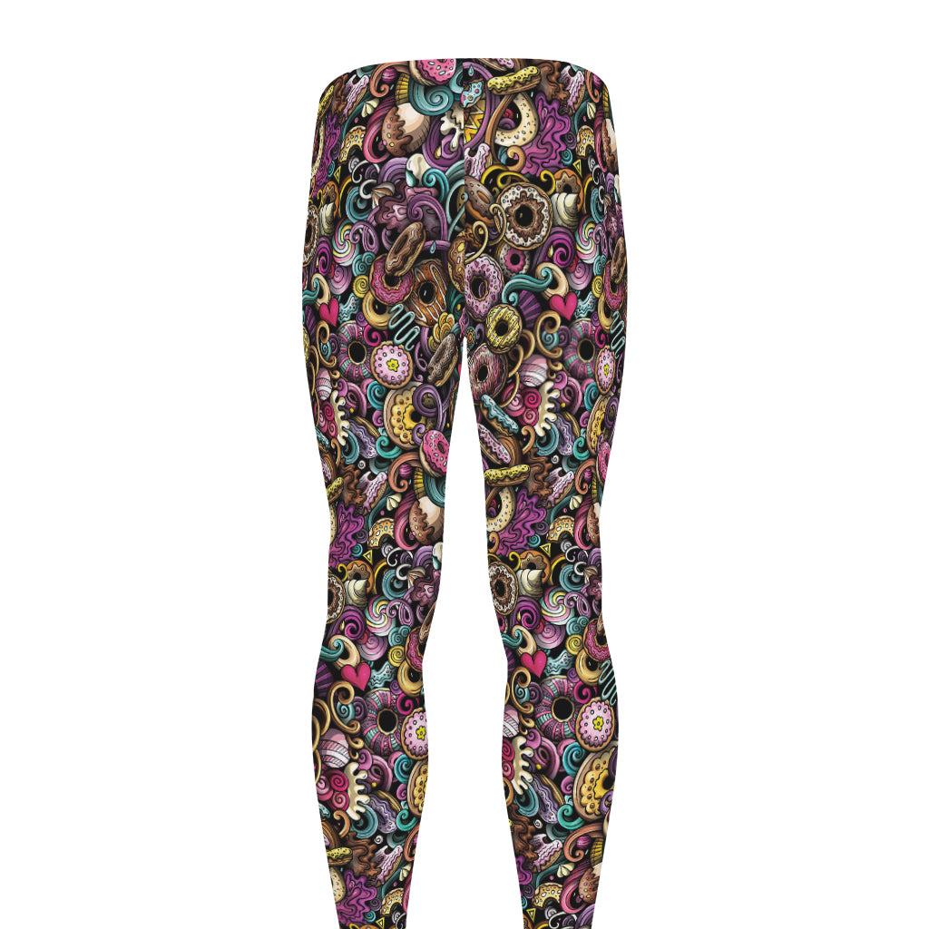 Graffiti Donut Pattern Print Men's leggings