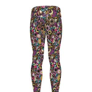 Graffiti Donut Pattern Print Men's leggings