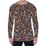 Graffiti Donut Pattern Print Men's Long Sleeve T-Shirt