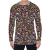 Graffiti Donut Pattern Print Men's Long Sleeve T-Shirt