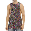 Graffiti Donut Pattern Print Men's Muscle Tank Top