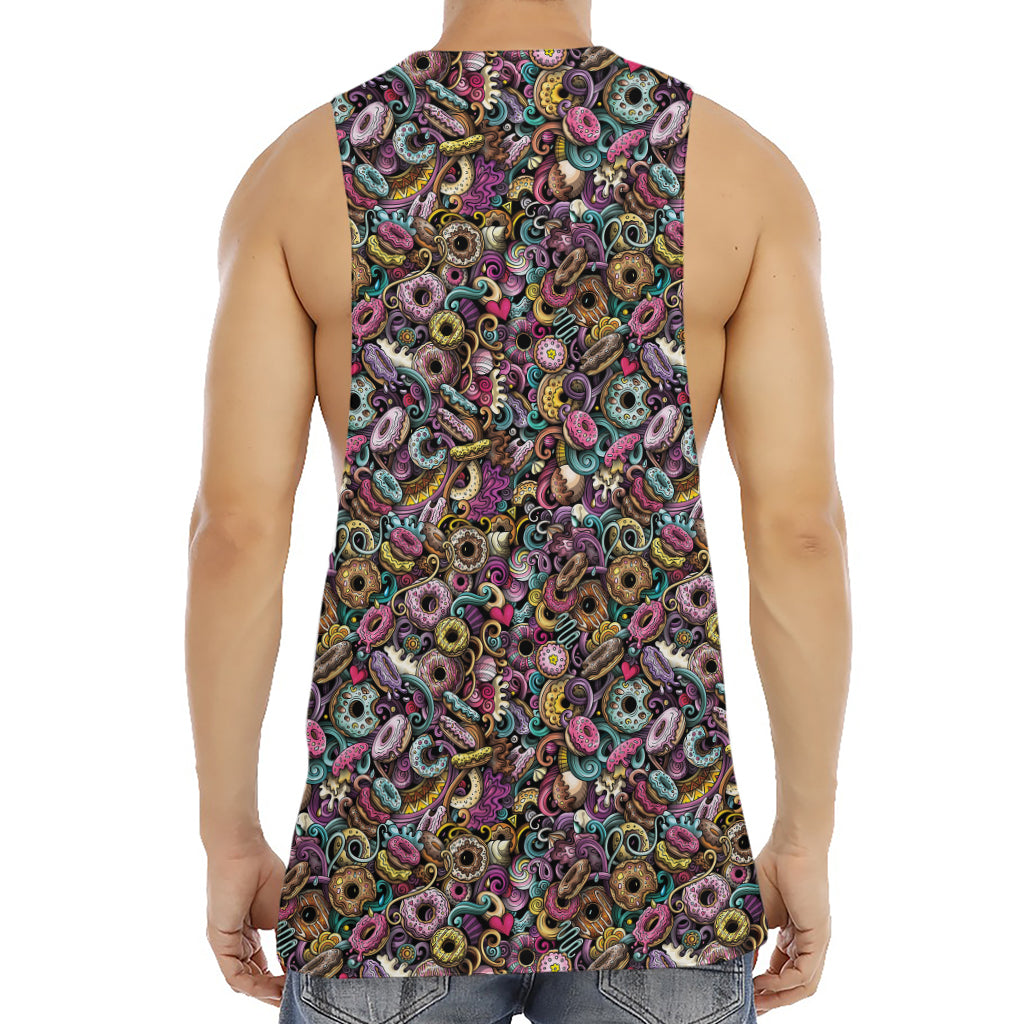 Graffiti Donut Pattern Print Men's Muscle Tank Top