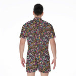 Graffiti Donut Pattern Print Men's Rompers
