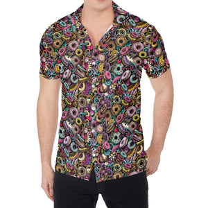 Graffiti Donut Pattern Print Men's Shirt