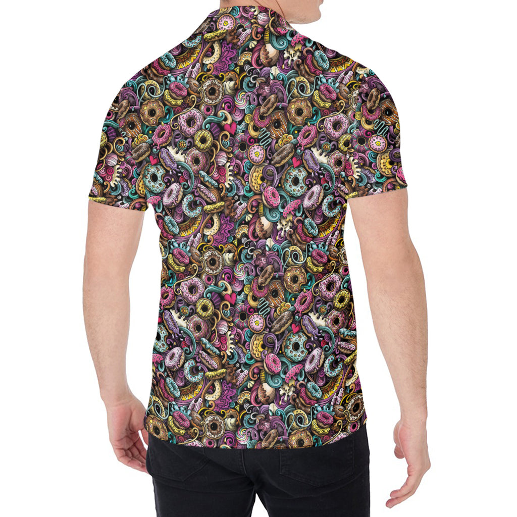 Graffiti Donut Pattern Print Men's Shirt