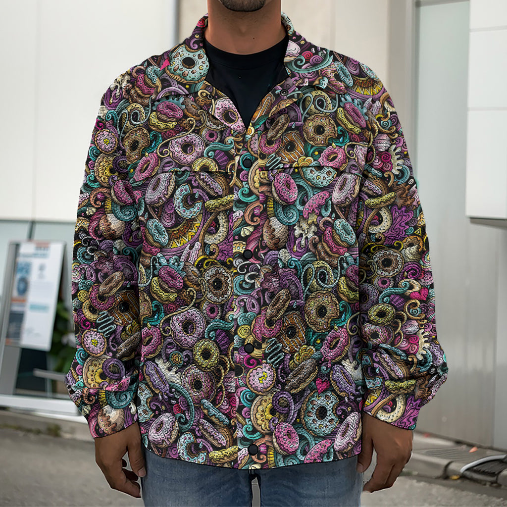 Graffiti Donut Pattern Print Men's Shirt Jacket