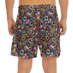 Graffiti Donut Pattern Print Men's Split Running Shorts