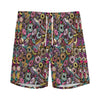 Graffiti Donut Pattern Print Men's Sports Shorts