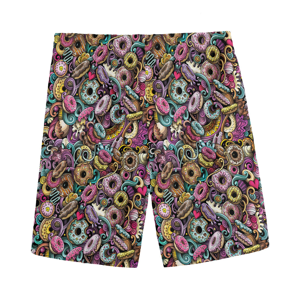 Graffiti Donut Pattern Print Men's Sports Shorts