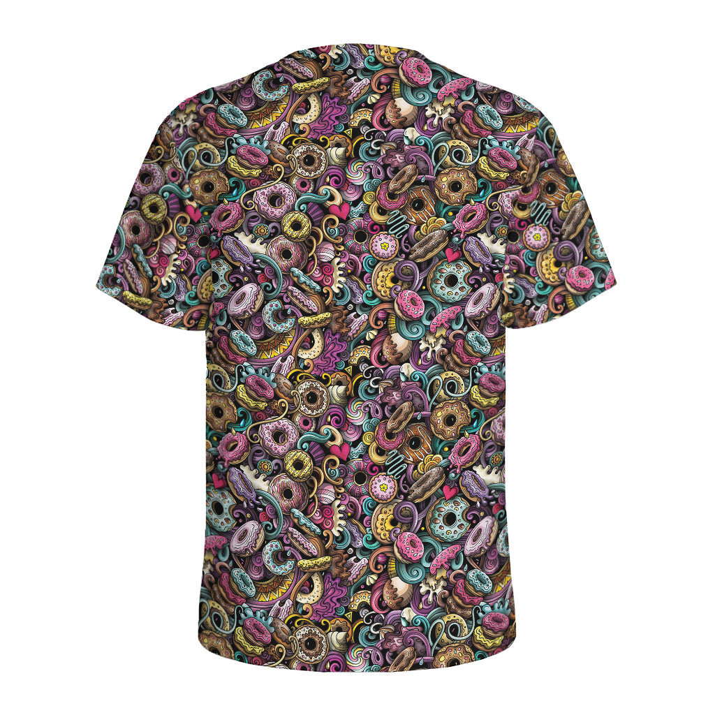 Graffiti Donut Pattern Print Men's Sports T-Shirt