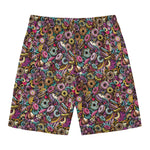 Graffiti Donut Pattern Print Men's Swim Trunks