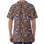 Graffiti Donut Pattern Print Men's Velvet T-Shirt