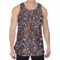 Graffiti Donut Pattern Print Men's Velvet Tank Top