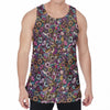 Graffiti Donut Pattern Print Men's Velvet Tank Top